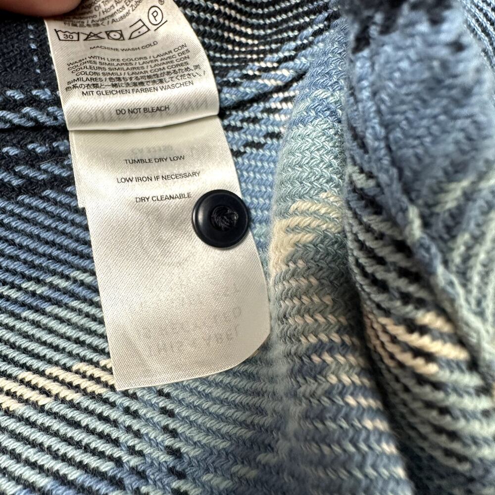 $168 NWT Outerknown Blanket Shirt 100% Cotton Plaid Flannel Puget Plaid Blue M - Picture 7 of 8